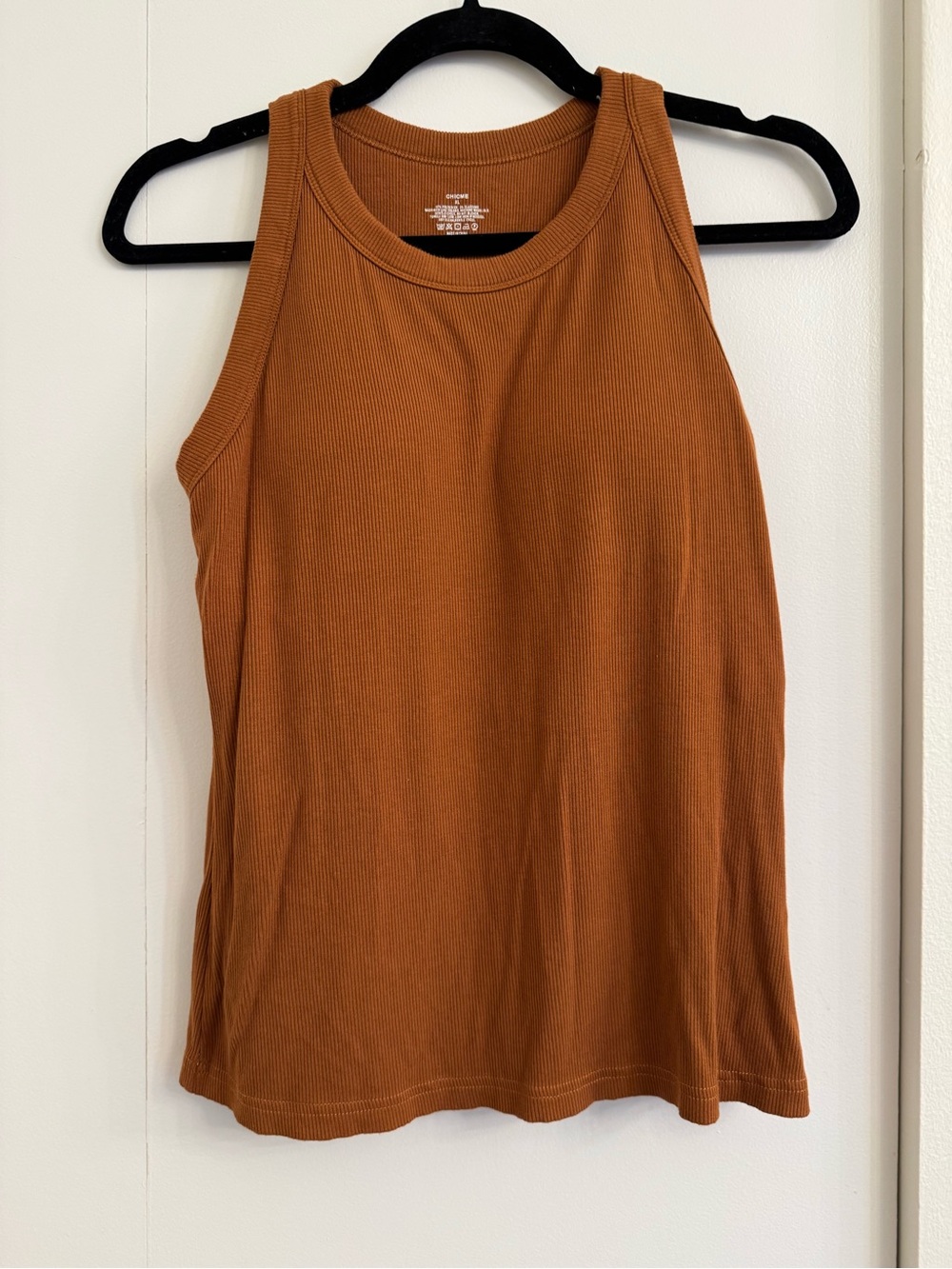 Ribbed Tank Top in Burnt Orange with built in bra